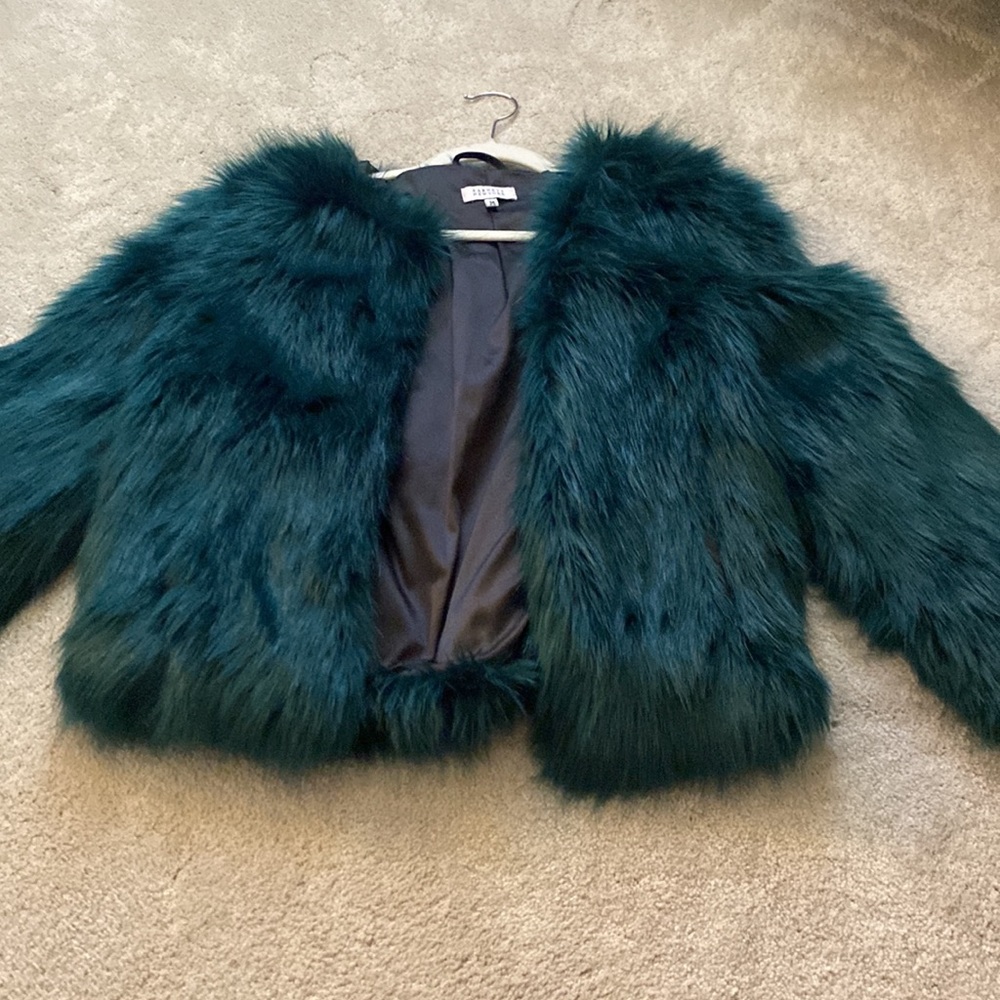 green Barney’s New York furry coat